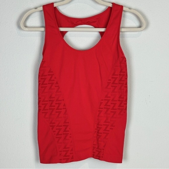 Zella Red Athletic Shirred Keyhole Back Tank Top M - Picture 1 of 6